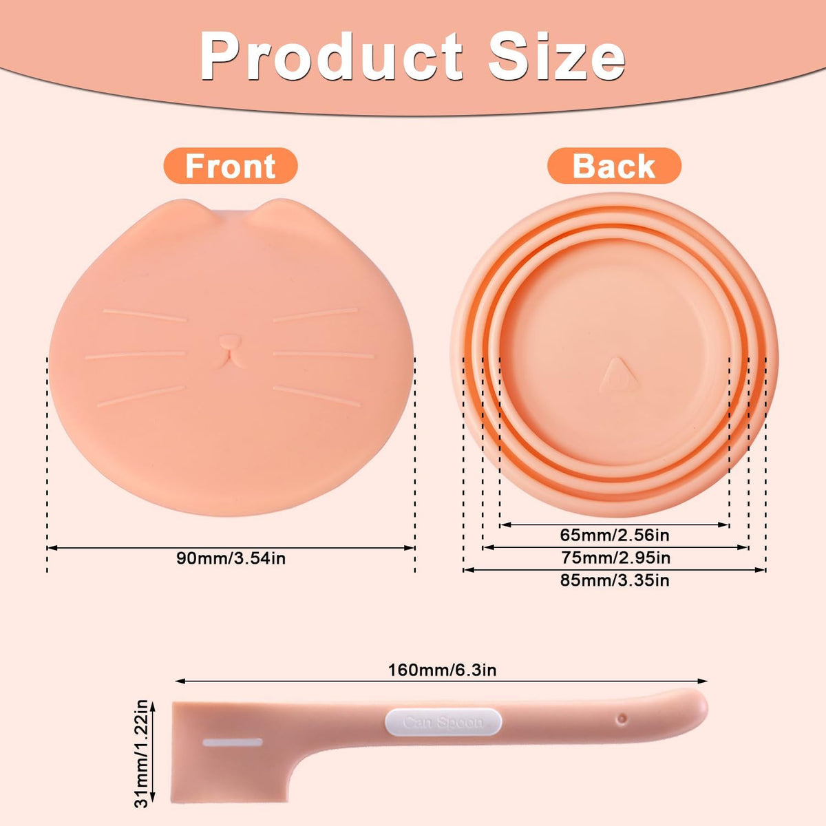 6 Pcs Pet Food Can Supplies Set, 3 Pcs Silicone Dog Cat Food Can Covers Lids and 3 Pcs Cat Food Mix Spoons, Dishwasher Safe