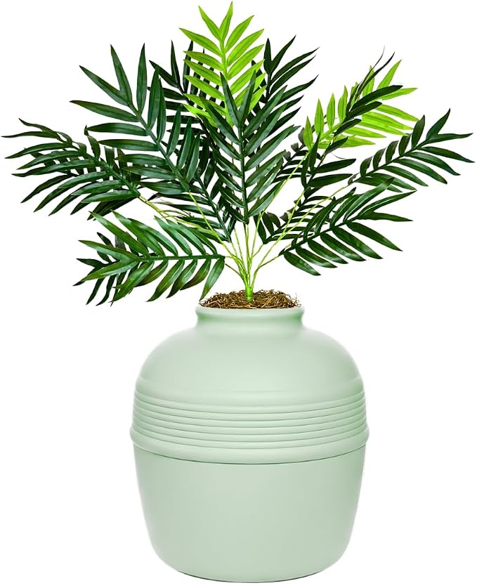 Good Pet Stuff Original Hidden Litter Box Planter, Decorative Cat Litter Enclosure with Carbon Filter, Artificial Palm Plant, Upgraded Design, Easy to Clean, Base Kit, Seagrass Green