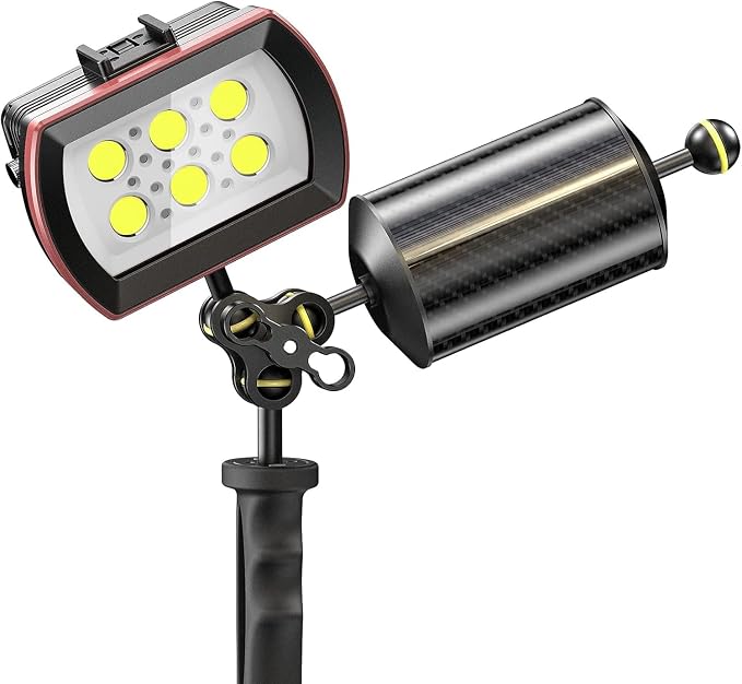 Sea frogs Carbon Fiber Float Arm D80mm, 8'', Buoyancy Provided 600g | for Ultralight Aquatic Arm, Underwater Camera System Diving Tray Video Light/Strobe GA-10