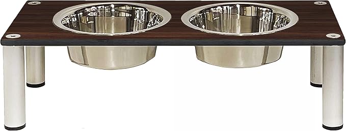 Raised Pet Bowls for Cats and Dogs, Outdoor Elevated Dog Cat Food and Water Bowls Stand Feeder on Aluminum Legs with 2 Stainless Steel Bowls Sizes for Small Medium and Large Dogs. - Small (Tosca)