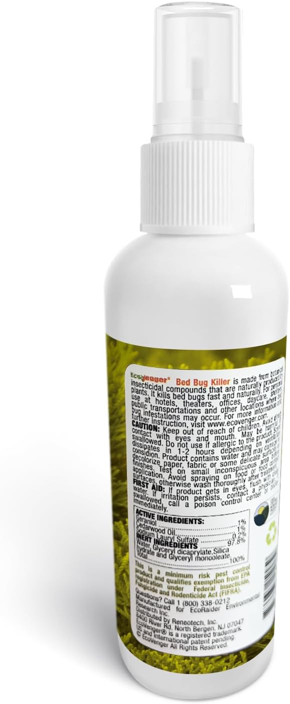 Bed Bug Killer 3 oz EcoVenger by EcoRaider,Travel Size,100% Kill Efficacy, Bedbugs & Mites, Eggs & The Resistant, USDA BIO-Certified, Plant Extract Based & Non-Toxic, Child & Pet Safe