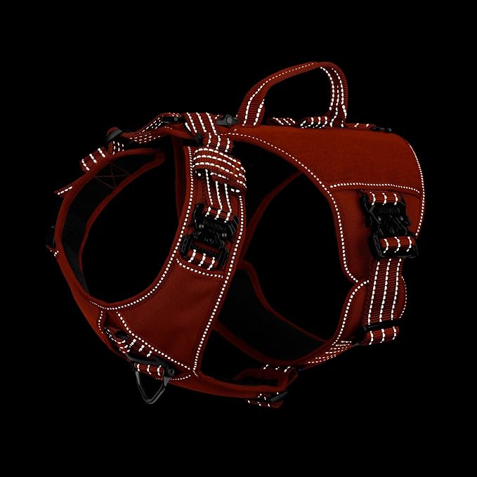 ICEFANG Quick-Moving Tactical Dog Harness for Medium Dogs,No Pull Dog Vest | Control Handle,Reflective,Full Metal Buckles,Adjustable,Hook-and-Loop Panel,Soft Padded,Orange,Medium