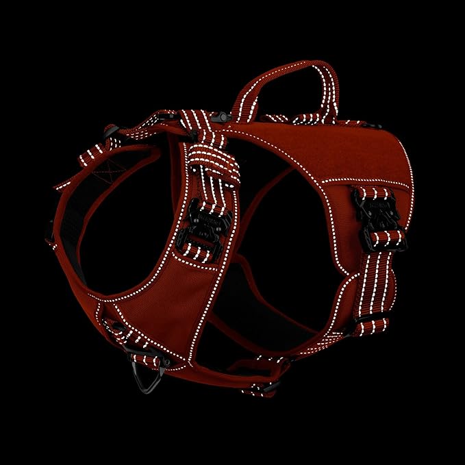 ICEFANG Quick-Moving Tactical Dog Harness X-Large Dogs,No Pull Dog Vest | Control Handle,Reflective,Full Metal Buckles,Adjustable,Hook-and-Loop Panel,Soft Padded,Orange,X-Large
