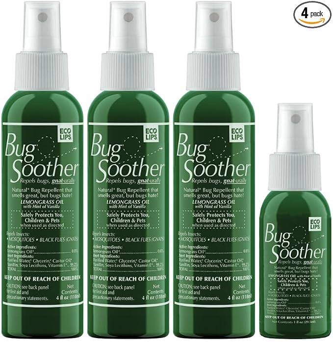 Bug Soother Natural Insect Repellent Spray, DEET-Free 4 oz. (3 Count) | Plant Based | Repels Mosquitos, Gnats & No See'ums | Family Safe | Made in the USA