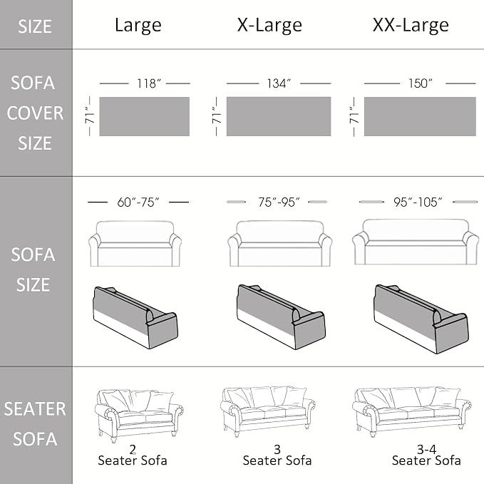 VClife Chenille Sofa Cover Bohemian Striped Pattern Couch Cover for 2 Cushion Sofa - Gray Creamy White Textured Sofa Slipcover Washable Furniture Protector for Couch Decorative Couch Cushion Cover