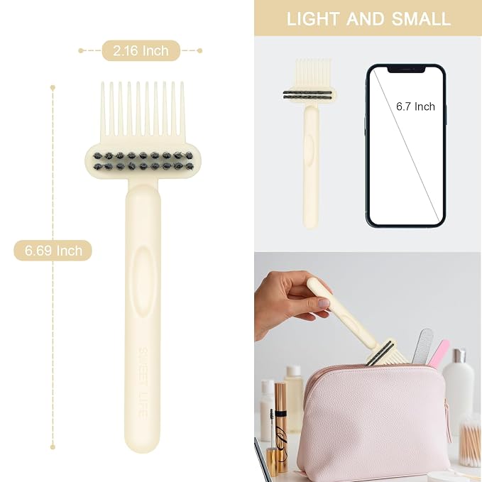 RHOS 2-in-1 Hair Brush Cleaner Tool, Comb Cleaner for Removing Hair and Dust, Ideal for Home, Salon Use (1 Pack - Beige)
