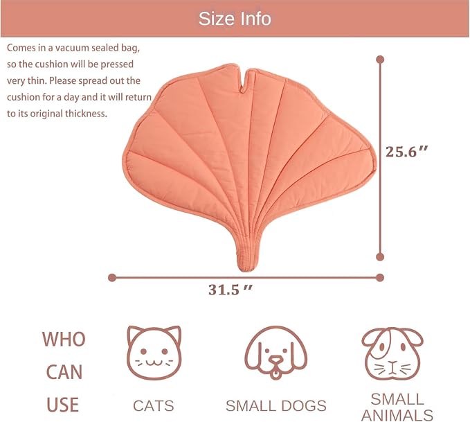 Letalong 31 X 25 Inch Leaf Shaped Cotton Cat Bed Pad, Warming Cat Mat, Pet Warming Pad for Cats, Warmer Mat for Feral and Indoor Cats, 2025 Enlarged and Thickened Leaf Beds