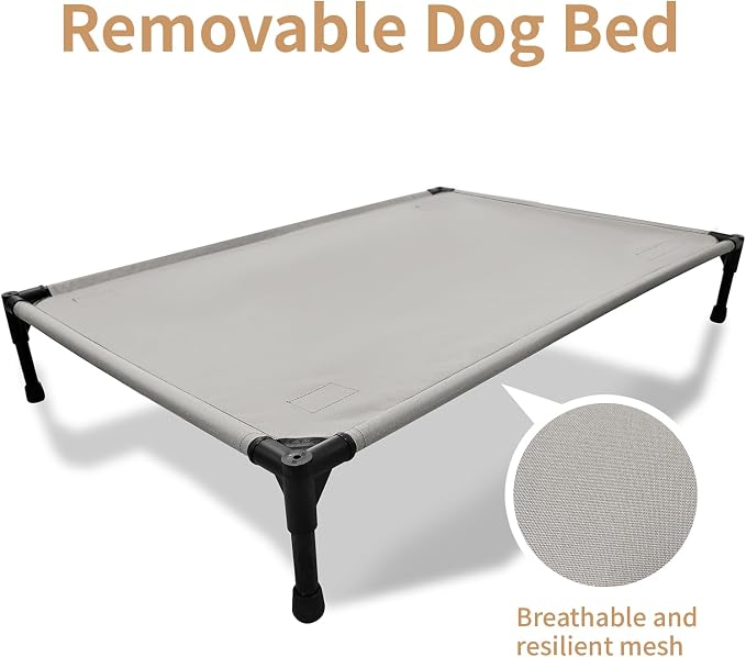 Elevated Cooling Dog Bed, Orthopedic Pet Bed for Extra Large Dogs, Removable Washable Cover, Indoor & Outdoor Raised Pet Cot with Breathable Mesh, Size: 49"*33"*9"
