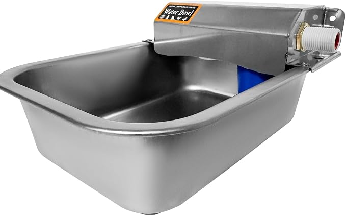 Automatic Water Dispenser for Dogs 1 Gallon/3.8L Stainless Steel Water Bowl Outdoor Dog Drinking Waterer Feeder Auto Fill Pet and Livestock Waterer Feeder Fits GHT 3/4" Faucet Wide Mouth