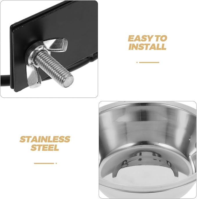 VICASKY Wall-Mount Elevated Dog Bowls with Deep Stainless Steel Food and Water Bowls, Large Raised Pet Feeder for Puppies and Small Dogs, Outdoor Wall Hanging Feeding Station in Black