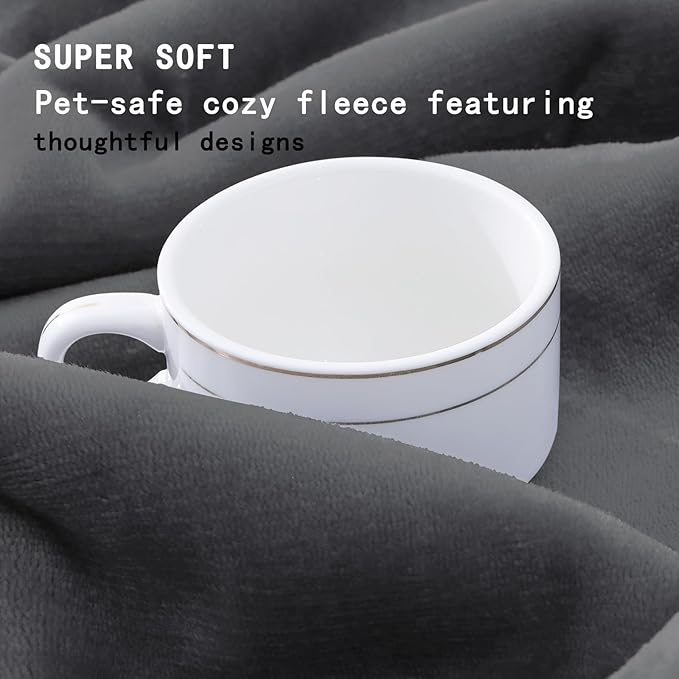 Smiry Waterproof Dog Bed Blanket, Leakproof Pet Throw Blanket for Bed Couch Sofa, Reversible Sherpa Fleece Furniture Protector Cover for Small Medium Large Dogs Cats (Dark Grey, 60x80 inches)