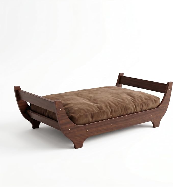 Perugina Wood Elevated Dog Bed Frame Mat Set,WalnutPattern,80 lb | Trainer Recommended DutchDesign Sturdy Attractive Dog Sofa Couch Furniture
