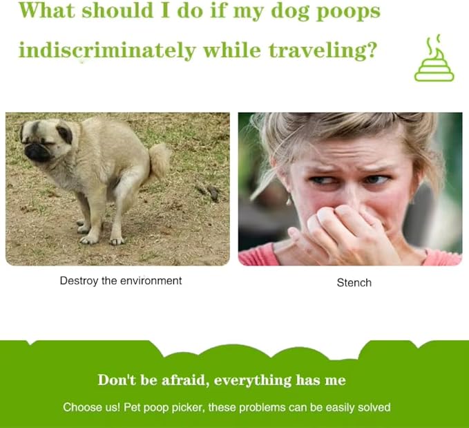 28" Pooper Scooper Foldable Green Dog Pooper Scooper Dog Poop Scoop with Unbreakable Material and Durable Spring Easy to Use for Grass, Dirt, Gravel