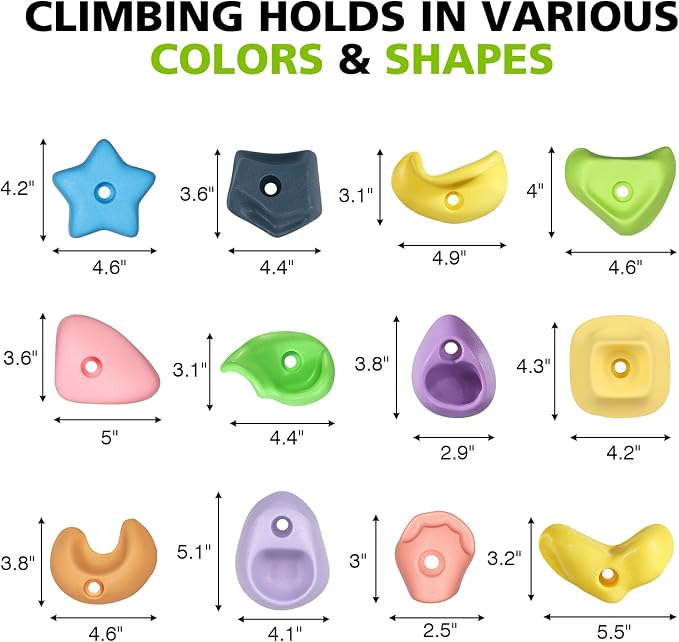 TOPNEW Climbing Holds for Kids, Rock Wall Holds with Hardware - Climbing Rocks for Indoor Outdoor Playground Climbing Wall (24 Pcs)