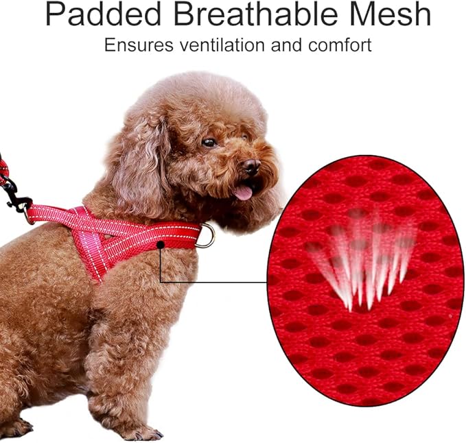 Plutus Pet No Pull Dog Harness for Puppy Small Dogs, Breathable Mesh Padded | Adjustable Reflective with Handle, Escape Proof, Quick Fit Pet Vest, Front Clip, for Training and Walking, Red, XXS