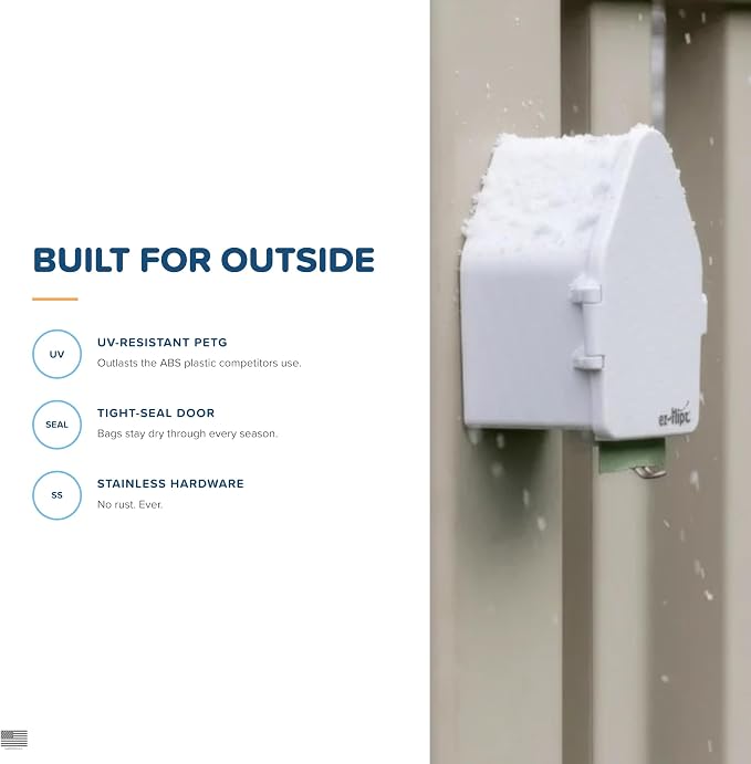 Indoor/Outdoor Dog Poop Bag Dispenser Wall Mount (White), Includes 3 Sample Rolls of Waste Bags, Easy Setup Dog Poop Station
