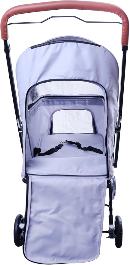 Pet Stroller (4 Wheels for Cats and Dogs) with Reversible Handle for Small and Medium Pets up to 33 lbs.Silver