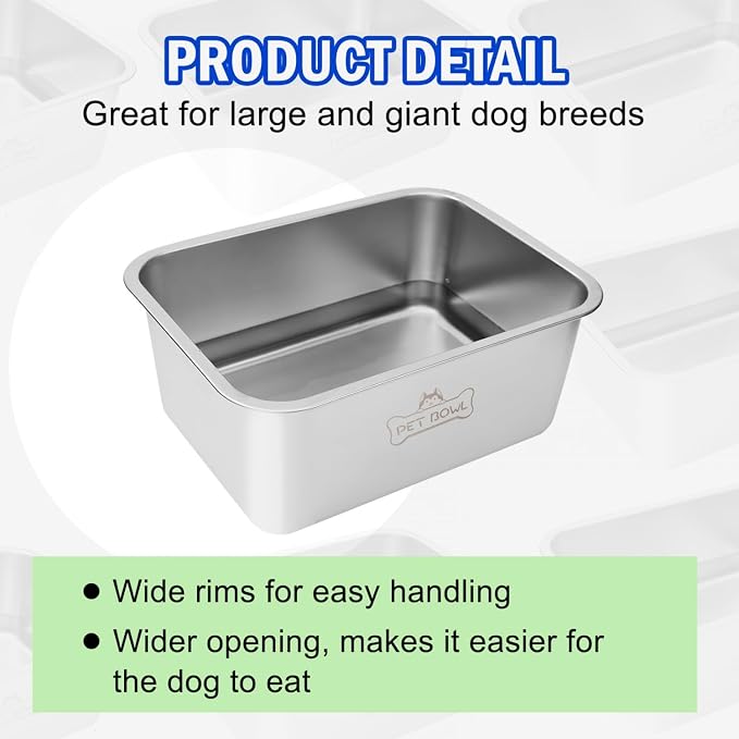Vumdua Water Bowls for Large Dogs, 3 Gallons Durable Stainless Steel Dog Bowls - Big Capacity Water and Food Bowl for Indoor Outdoor, Easy to Clean