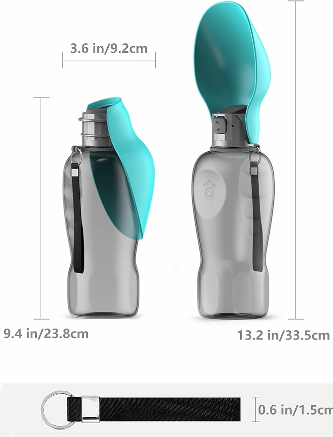 Kalimdor Dog Water Bottle, Leak Proof Portable Puppy Water Dispenser with Drinking Feeder for Pets Outdoor Walking, Hiking, Travel, Food Grade Plastic (27oz Blue)