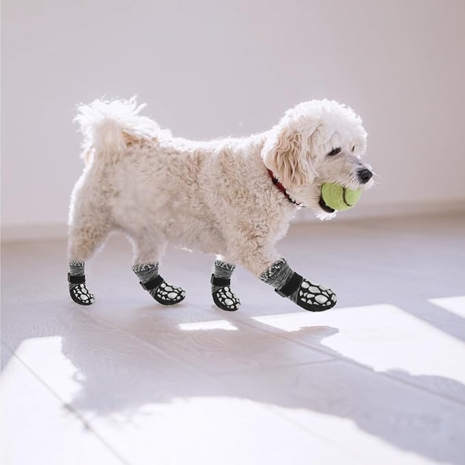 EXPAWLORER Anti Slip Dog Socks to Prevent Licking Paws,Winter Dog Boots & Paw Protectors,Dog Booties for Hardwood Floors with Grippers,Dog Shoes for Hot/Cold Pavement Small Medium Large Senior Dog