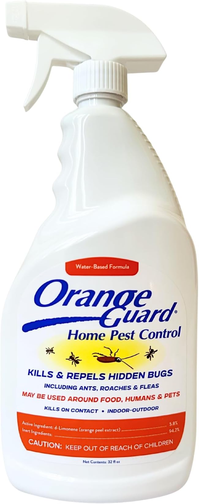 Orange Guard Home Pest Control Spray with D-Limonene | All-Natural Food Grade Orange Peel Oil for Bugs, Ants, Roaches, Fleas, Palmettos and Silverfish - 32oz