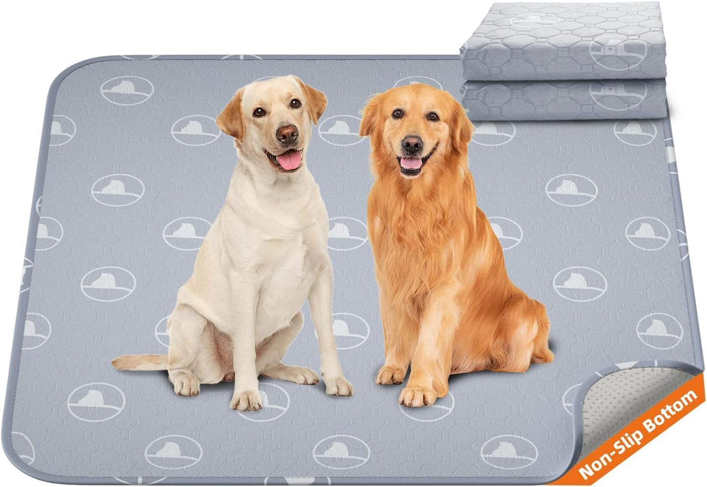 PJYucien Washable Pee Pads for Dogs 2 Pack, 36" x 36" Reusable Pee Pads for Dogs, Leak-Proof Pet Training Pads, Puppy Pads for Non-Slip, Designed for Dog Pen, Whelping Pad, Potty Training (Grey)