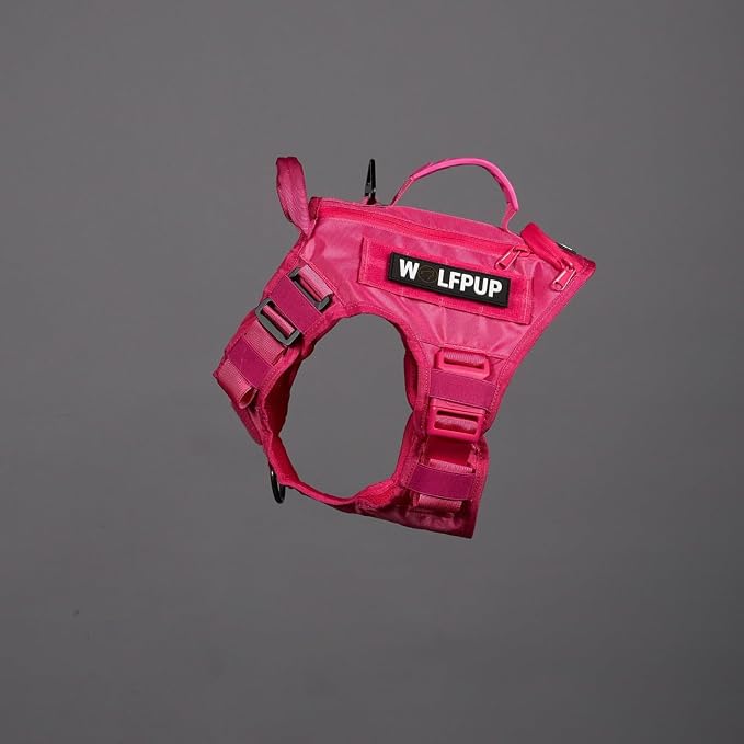 WOLFpak Tactical Dog Vest Harness No Pull Breathable (Neon Pink, Medium) | Dual Grab Handles, 1000D Nylon, Four-Point Adjustment, MOLLE Attachment Panels, Three Storage Pockets, Metal Alloy Buckles