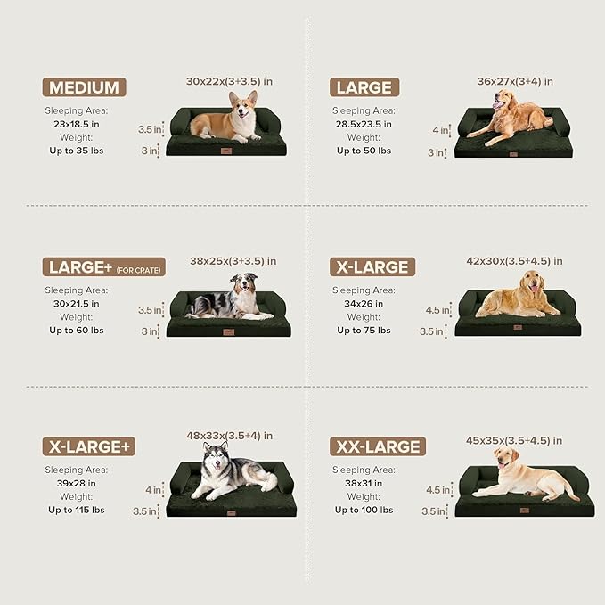 Orthopedic Waterproof Dog Bed with Bolster for Extra Large Size Dogs | Pillow Support for Neck Relief, Egg Crate Foam, Waterproof Liner, Anti-Slip Bottom, Removable Bolster Cover, 48 x 33 Inch