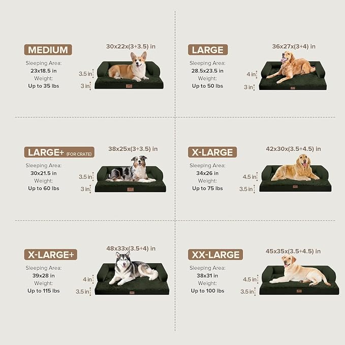 XXL Orthopedic Waterproof Dog Bed with Bolster for Extra Large Dogs | Pillow Support for Neck Relief, Egg Crate Foam, Waterproof Liner, Anti-Slip Bottom, Removable Bolster Cover, 45 x 35 Inch