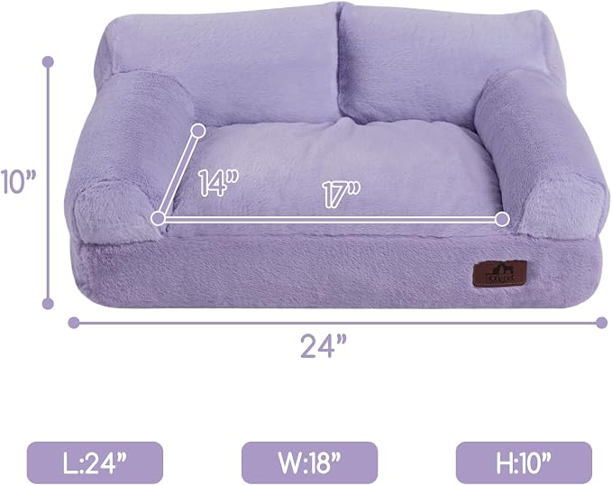 Hollypet Small Dog Large Cat Bed Puppy Couch Beds for Pets up to 25 lbs | Fluffy Dog Cat Couch Plush Soft Warming Pets Beds with Machine Washable Cover and Non-Slip Bottom