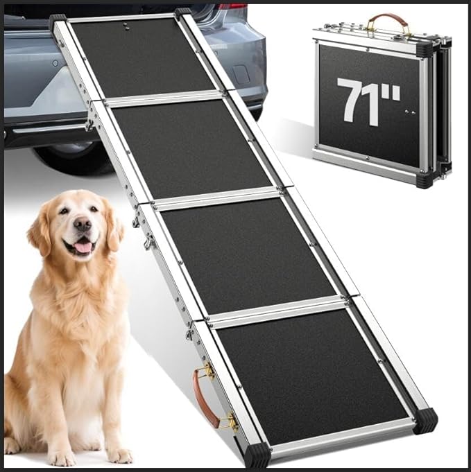 Extra Long 70”Dog Ramp Folding Pet Ramp for Car Large Dogs with Non-Slip Surface Dog Ramps up to 200 lb for Car SUV Truck