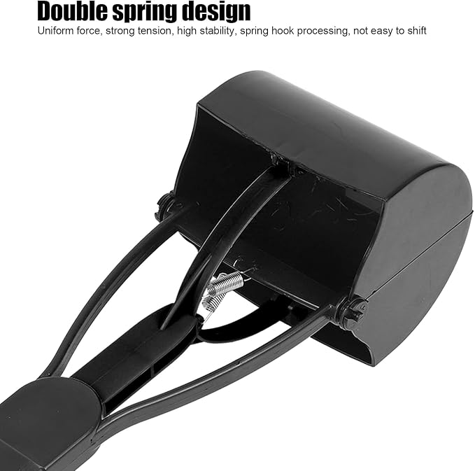 Pet Pooper Scooper, Long Handle Jaw Poop Pick Up Tool for Dogs Cats, 23.7in Heavy Duty Plastic Waste Cleaner with Foldable Design (Black)