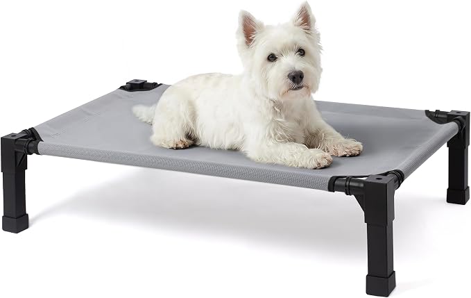 Elevated Outdoor Dog Bed, Raised Dog Bed with Steel Framed 35in | Cooling Elevated Pet Cot with Non-Slip Feet, and Waterproof, Washable, Breathable Teslin Mesh