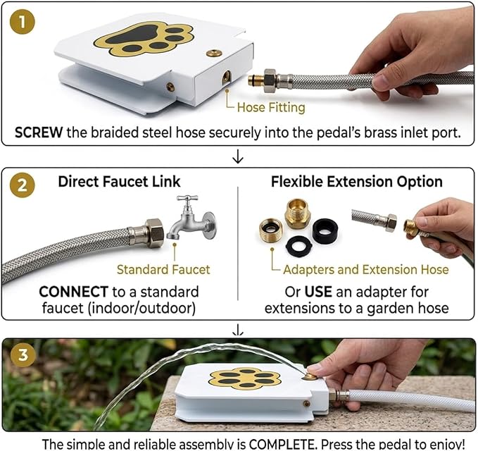 Dog Water Fountain, Outdoor Step on Paw Activated Dog Sprinkler, Interactive Water Toy, for Large Dogs, with Upgrade Leakproof Copper Valve and Heavy Duty Hose Splitter (1PC)