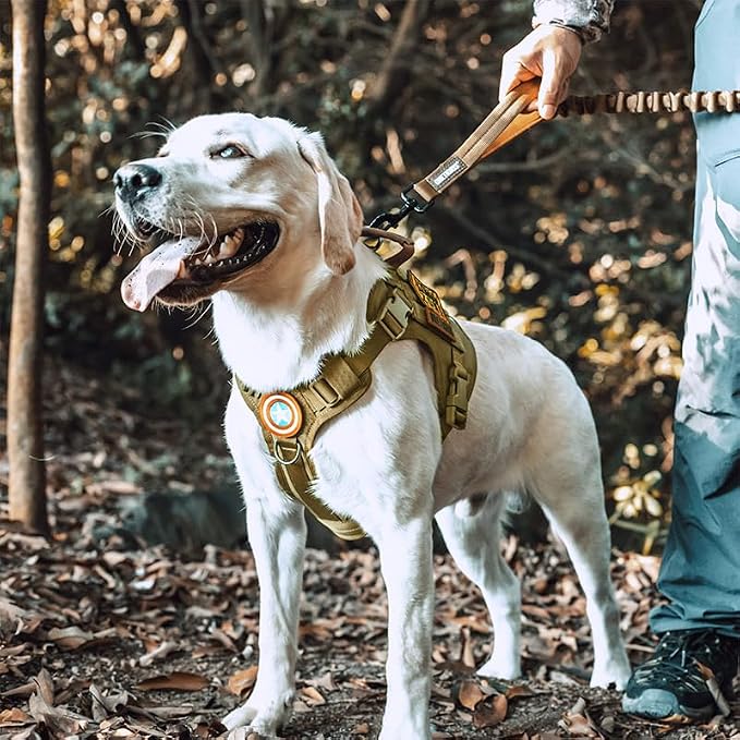 OneTigris Tactical Dog Harness with Handle No-Pull Adjustable for Small Dog | Military 1000D Pullable Nylon, Service Dog Vest with Hook & Loop Panels, Easy On & Off for Walking Hiking Training Brown XS