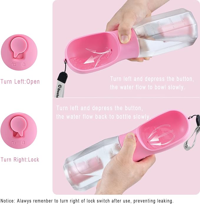 Cibaabo Dog Water Bottle with Food Container & Poop Bag Holder, Travel Water Bowl, Portable Pet Dispenser, Dog Gifts Stuff Accessories Items, Puppy Essentials for Yorkie Chihuahua Walking Hiking