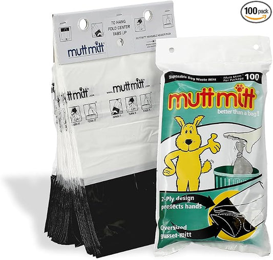 Mutt Mitt® 2-Ply Dog Waste Station Header Bags, 100 Count | Same Mutt Mitt® bags found in dog waste stations, 2-ply mitten design, 300% thicker than mini roll bags