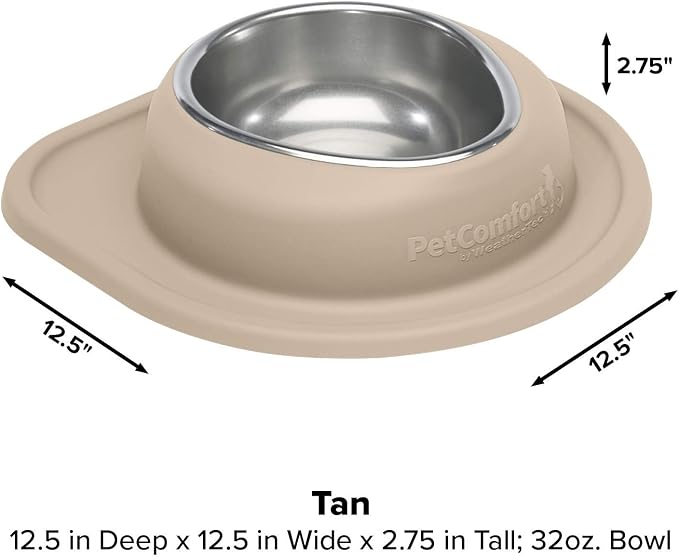 WeatherTech Single Low Pet Feeding System - Heavy-Duty Dog & Cat Food/Water Bowl - 32 oz (4 Cups) Tan (SL3203TN)