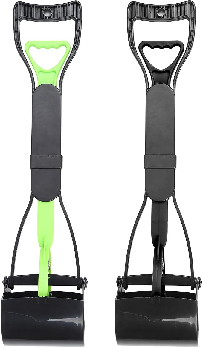 23 7 Inches Longer Handle Pet Jaw Poop Scooper for Large Small Dogs, Pooper Scooper, Portable Dog Cat Waste Picker Washing Tool with for Long-Lasting Spring for Grass, Sewage, Gravel(Black)