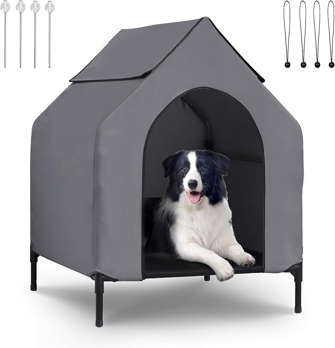 36" Dog House Outdoor for Medium Large Dogs Elevated Dog Shelter
