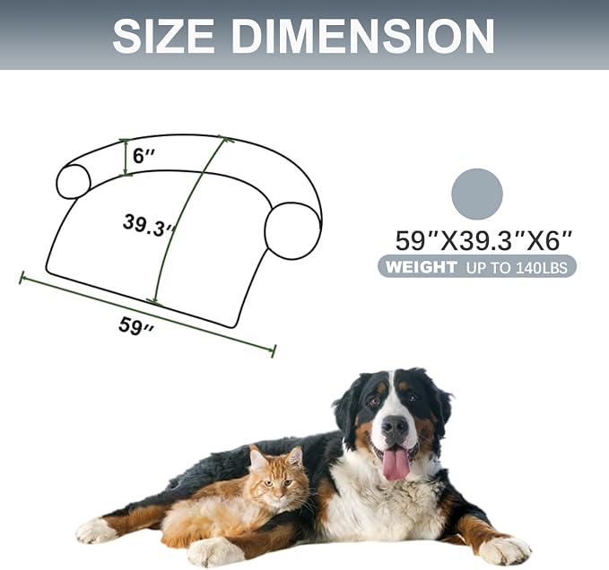 Calming Dogs/Cats Bed Mats, Dog Pad Washable Removable Couch Cover, Plush Long Fur Mat for Pets, Waterproof Lining, Perfect for Small, Medium and Large Dogs and Cats (Gradient Gray, 59"x39")