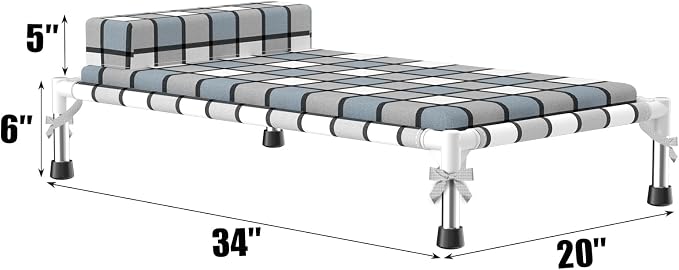 Elevated Dog Bed with Cushion & Bolster, Raised Dog Beds with Pillow & Mat | Medium Cooling Lifted Indoor Outdoor Portable Lifted Pet Cot Stainless Steel Frame Indoor Outside Breathable Hammock Beds