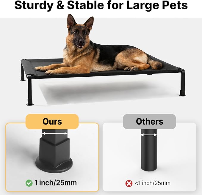Veehoo Elevated Dog Bed with Fluffy Plush Bolster Cushion, Dog Couch Bed | Cooling Raised Dog Bed for Large Dogs, Washable Orthopedic Pet Cot with Removable Mat, Breathable Mesh, Non-Slip, 42", Grey