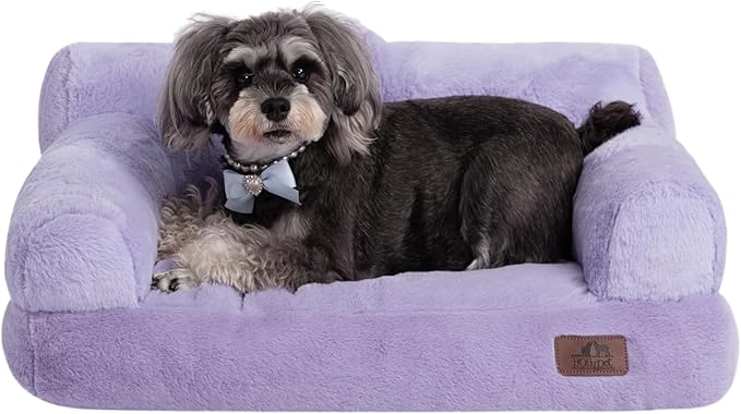 Hollypet Small Dog Large Cat Bed Puppy Couch Beds for Pets up to 25 lbs | Fluffy Dog Cat Couch Plush Soft Warming Pets Beds with Machine Washable Cover and Non-Slip Bottom