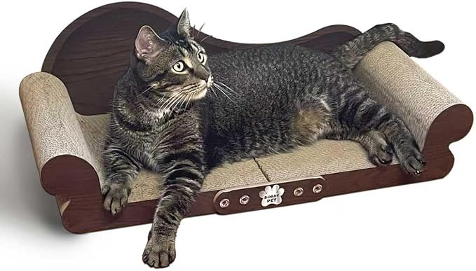 Cat Scratcher Sofa - 26" Cat Scratcher Lounge for Indoor Cats, Long Lasting Scratching Pads, Furniture Protector