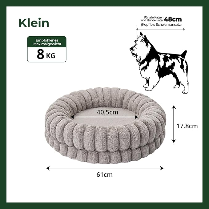 BALANCE Luxury Donut Dog Bed, 24 Inches Round Dog Beds for Small Dogs Washable, Orthopedic Calming Pet Bed for Puppy and Cats with Anti-Slip Bottom (Oatmeal)