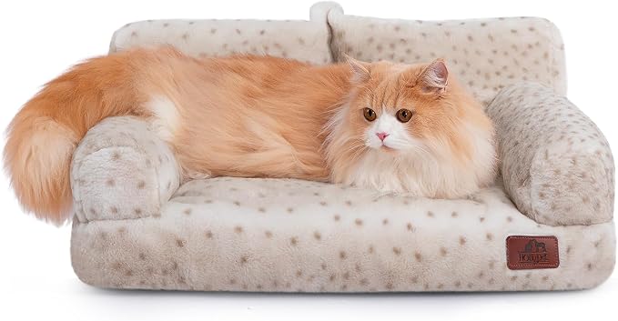 Hollypet Small Dog Large Cat Bed Puppy Couch Beds for Pets up to 25 lbs | Fluffy Dog Cat Couch Plush Soft Warming Pets Beds with Machine Washable Cover and Non-Slip Bottom