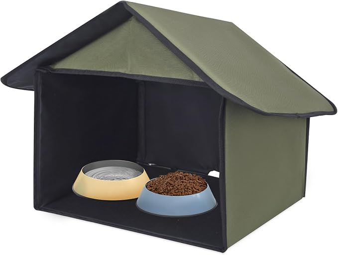 Outdoor Cat Feeding Station for Food and Wate Waterproof Green | Stray Cat Shelter Cat Shelter Outdoor for Cats Birds Rabbits and Small Dog The Detachable Roof Design
