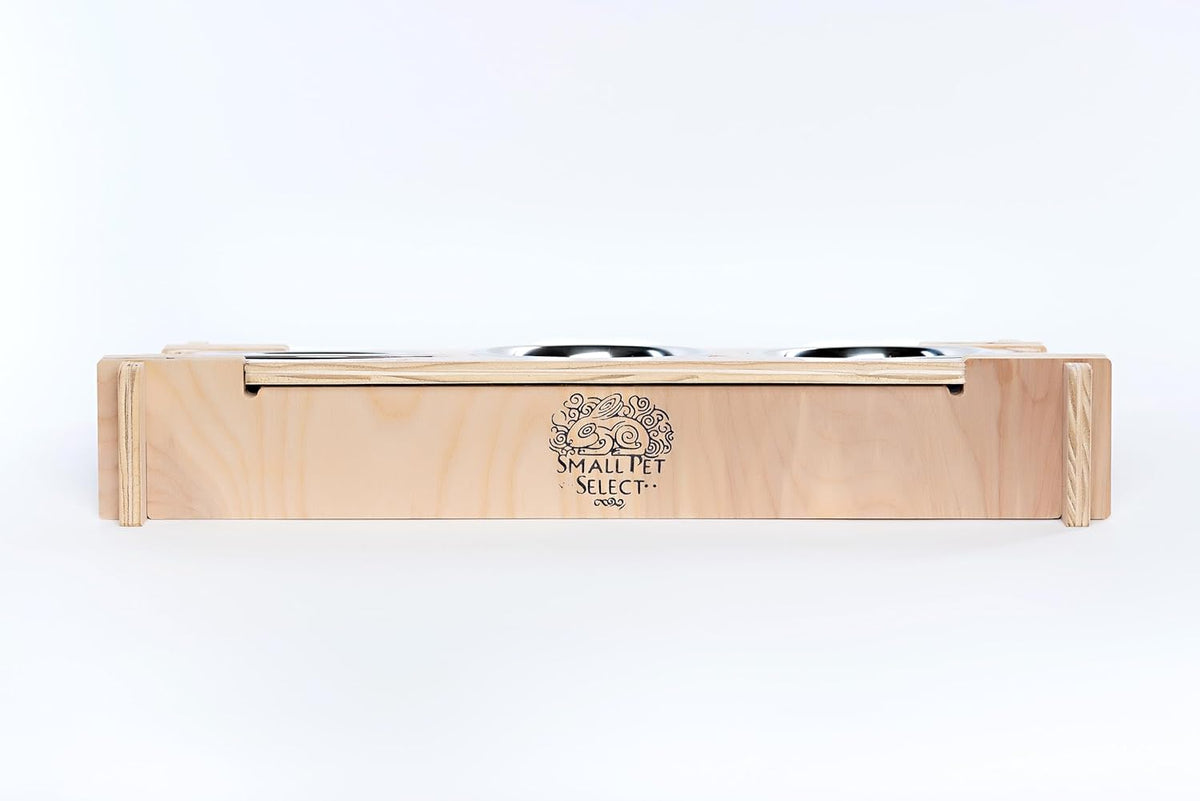 Small Pet Select - Raised Bowl Holder with Three Feeding Bowls for Rabbits, Cats, Dogs, and Other Small Animals