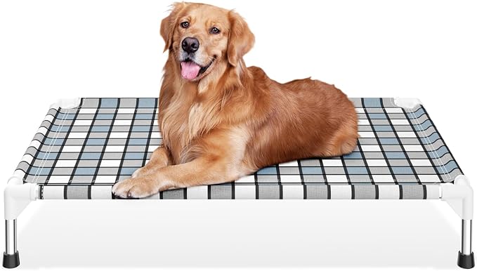 Caghash Elevated Outdoor Raised Dog Bed, Lifted Dog Cot for Large Pet | Breathable Fabric Dog bed for Indoor & Outdoor, Stainless Steel, Anti-Slip Pet Bed